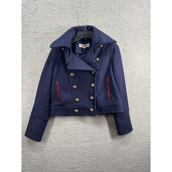 Free People Peacoat Wool Collard Cropped Jacket Coat Double Breasted - Picture 1 of 9